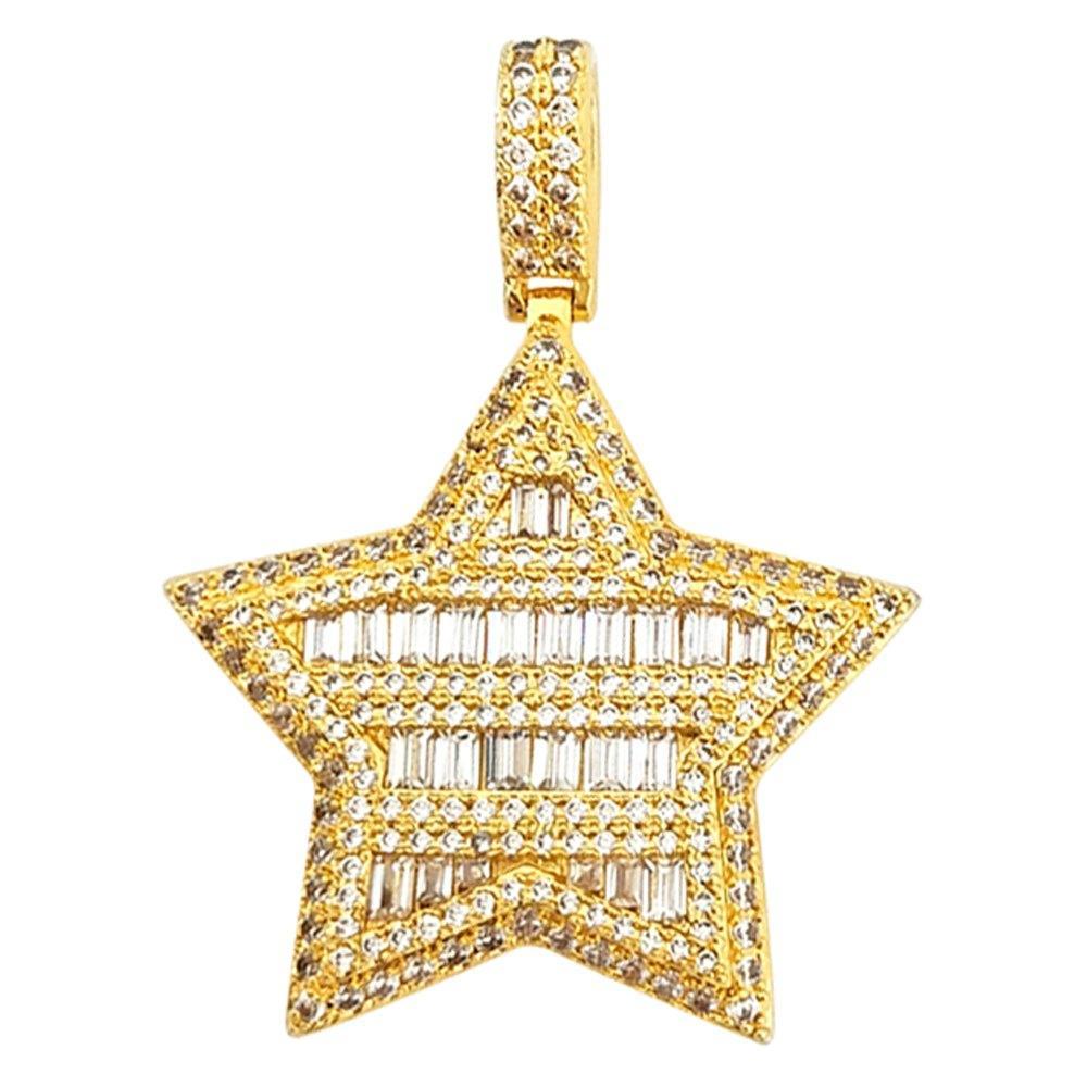 Super Star Baguette CZ Bling Bling Pendant in Gold HipHopBling