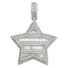Super Star Baguette CZ Bling Bling Pendant in Rhodium HipHopBling