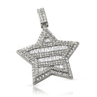 Super Star Baguette CZ Bling Bling Pendant in Rhodium HipHopBling