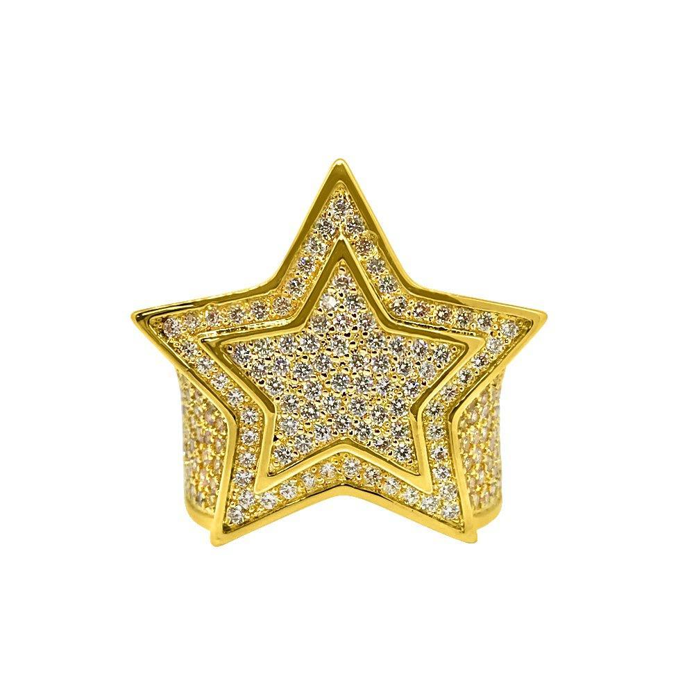 Super Star Gold CZ Bling Bling Ring 7 HipHopBling