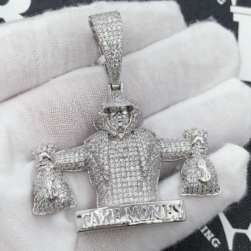 Take Money CZ Hip Hop Bling Iced Out Pendant Yellow Gold HipHopBling