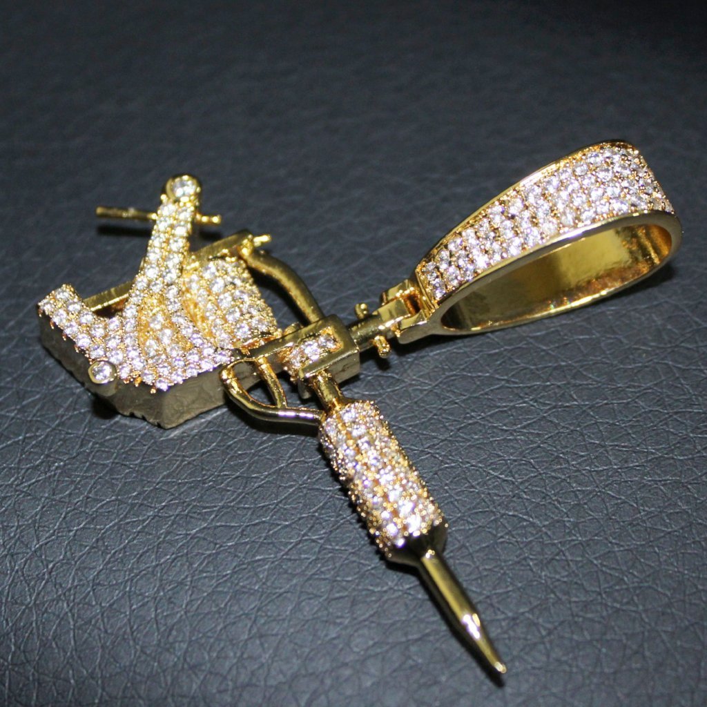 Tattoo Gun 3D Detailed Hip Hop Bling Bling Pendant HipHopBling