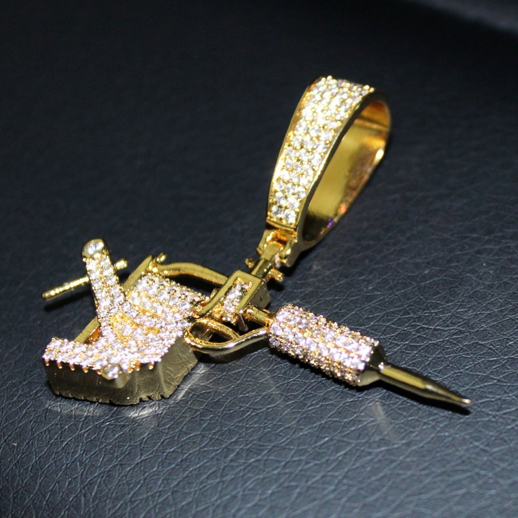 Tattoo Gun 3D Detailed Hip Hop Bling Bling Pendant HipHopBling
