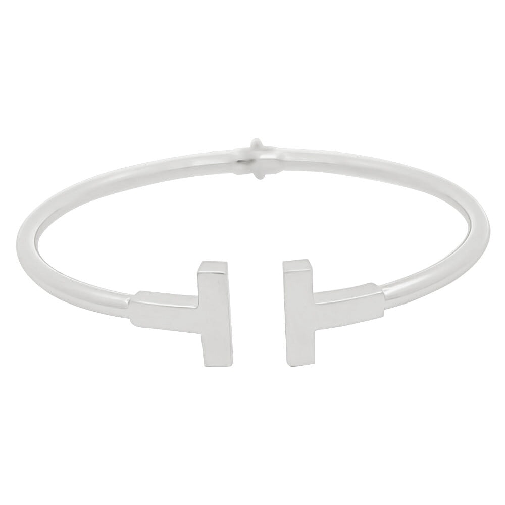 TBar Solid 10K Gold Women's Bangle 10K White Gold HipHopBling