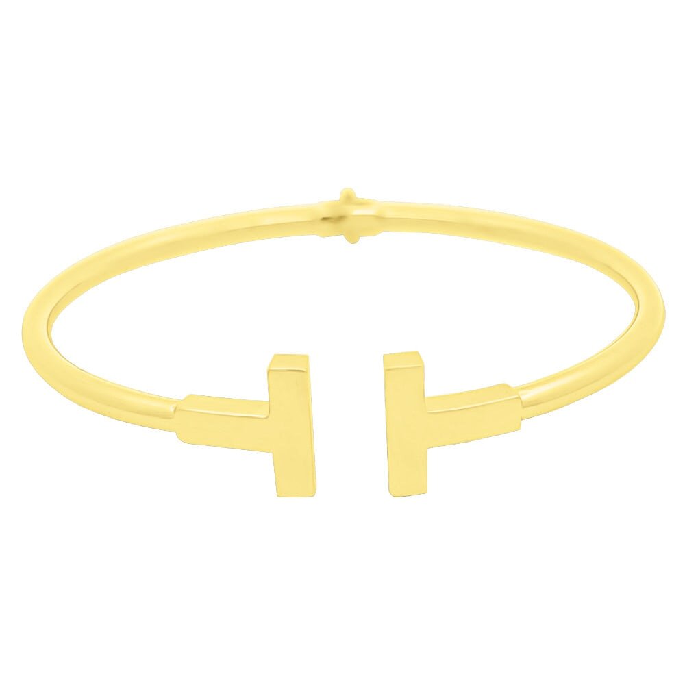 TBar Solid 10K Gold Women's Bangle 10K Yellow Gold HipHopBling