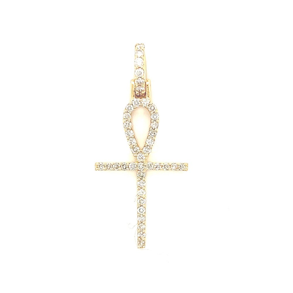 Tennis Ankh Cross .65cttw Diamond Pendant 10K Yellow Gold 10K Yellow Gold HipHopBling