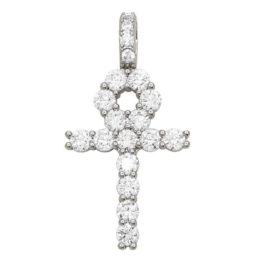 Tennis Ankh Cross Hip Hop Bling Bling Pendant Yellow Gold HipHopBling
