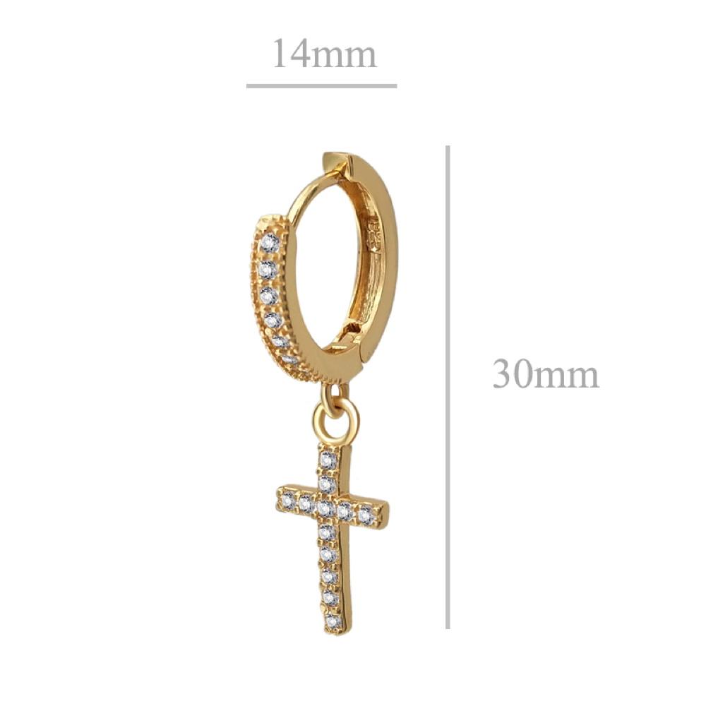 Tennis Cross Dangling Huggie Hoop CZ Iced Out Earrings .925 Silver White Gold HipHopBling