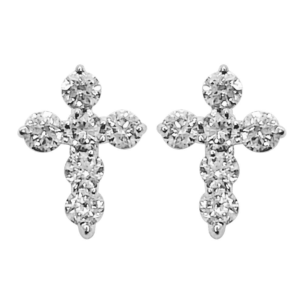 Tennis Cross Diamond Earrings .20cttw 10K Gold 10K White Gold HipHopBling