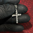 Tennis Cross Miracle Set Diamond Pendant .925 Sterling Silver White Gold HipHopBling