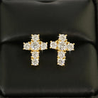 Tennis Cross Stud VVS Moissanite Earrings .925 Sterling Silver White Gold HipHopBling