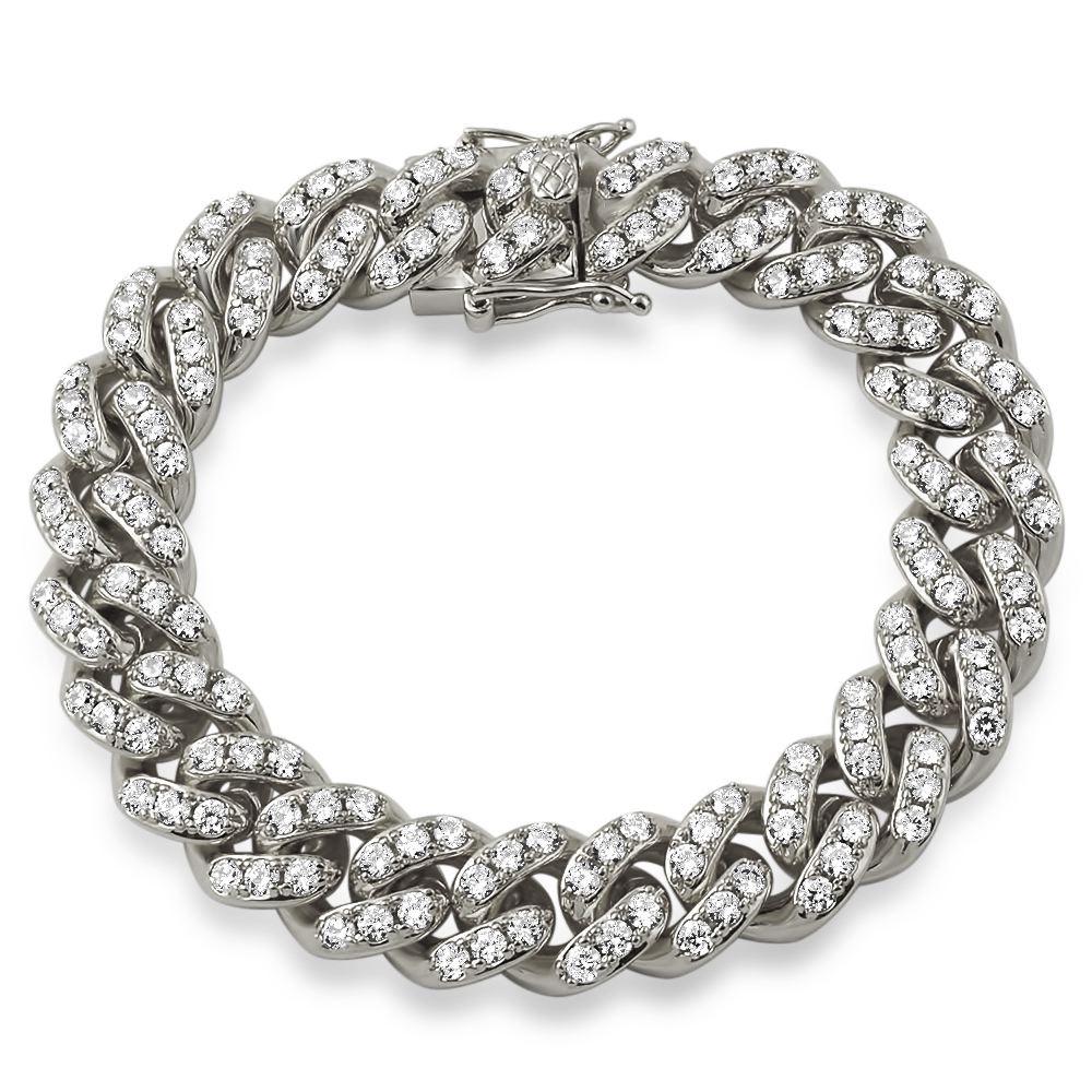 Tennis Cuban Iced Out Hip Hop Bracelet White Gold 7" HipHopBling