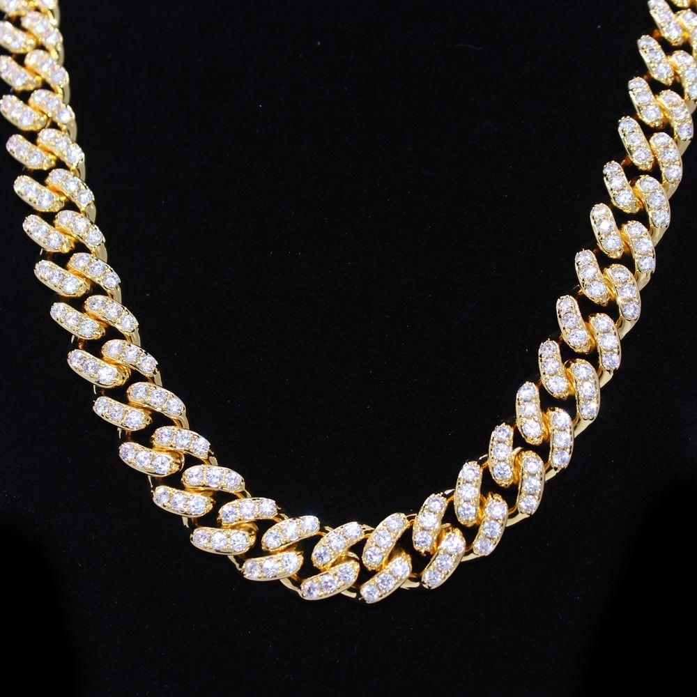 Tennis Cuban Link CZ Hip Hop Bling Bling Chain Yellow Gold 18" HipHopBling