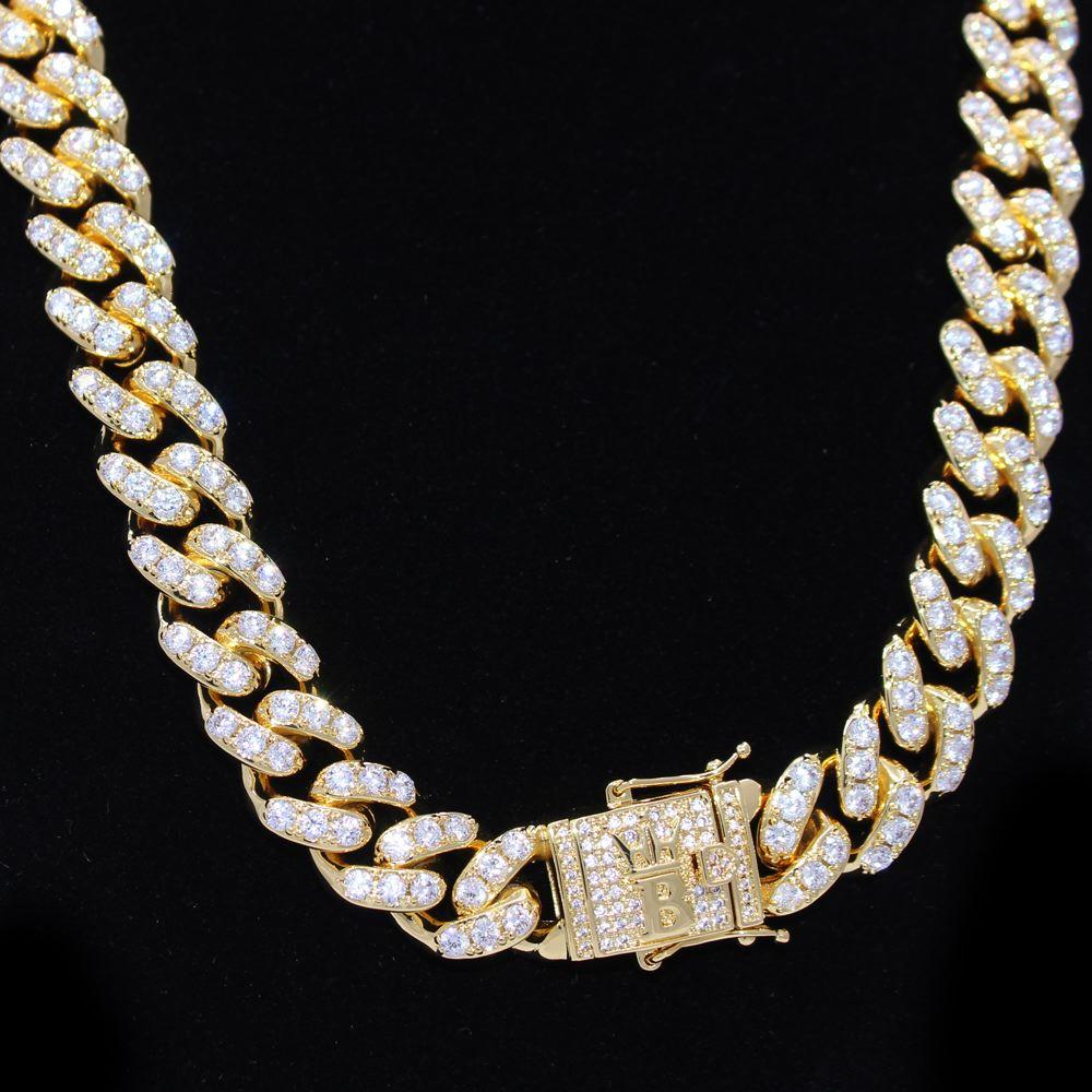 Tennis Cuban Link CZ Hip Hop Bling Bling Chain Yellow Gold 18" HipHopBling