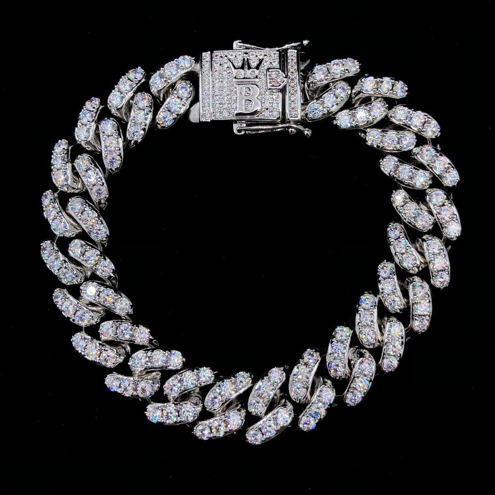 Tennis Cuban Link Hip Hop Bling Bling Bracelet 13MM White Gold 8" HipHopBling
