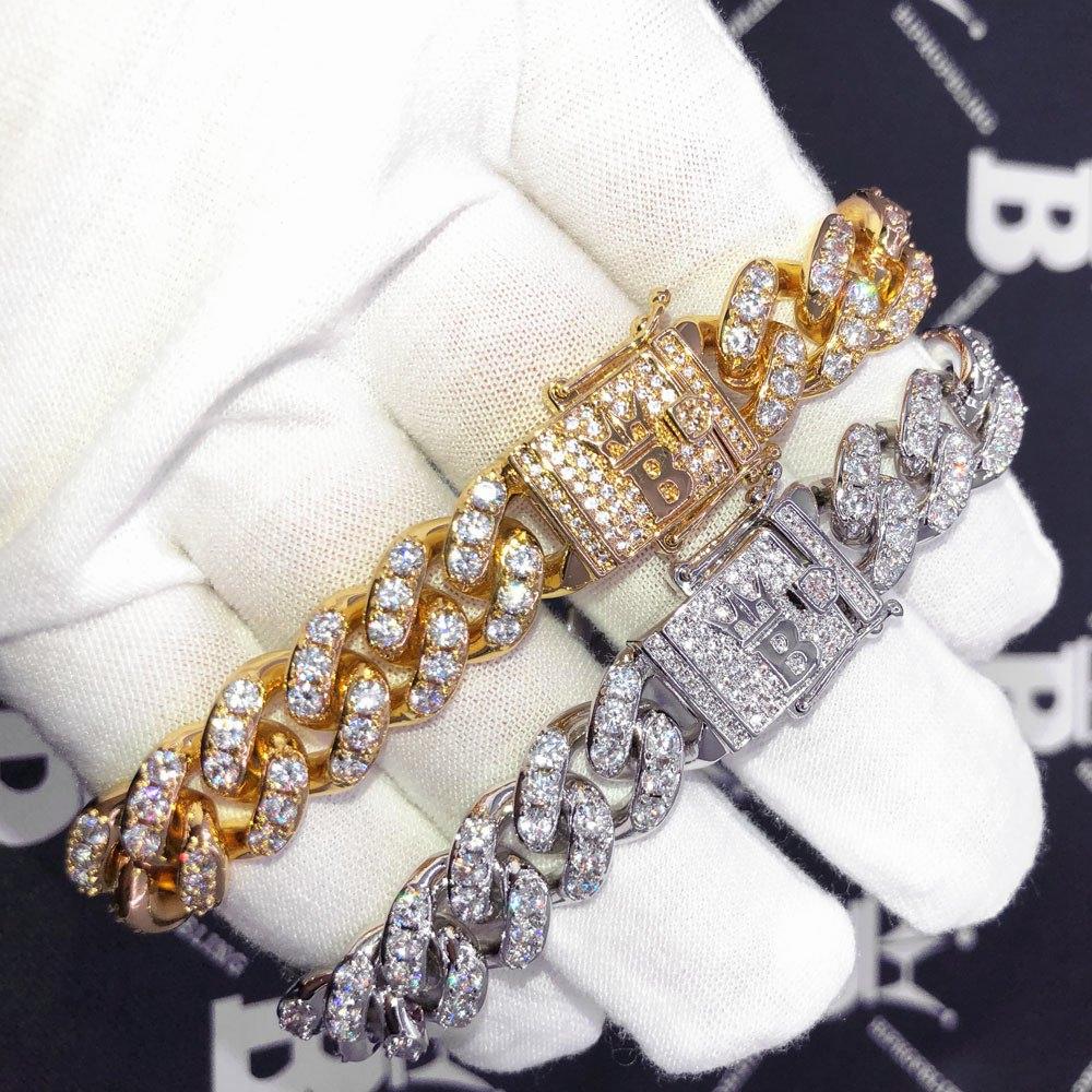 Tennis Cuban Link Hip Hop Bling Bling Bracelet 13MM Yellow Gold 8" HipHopBling