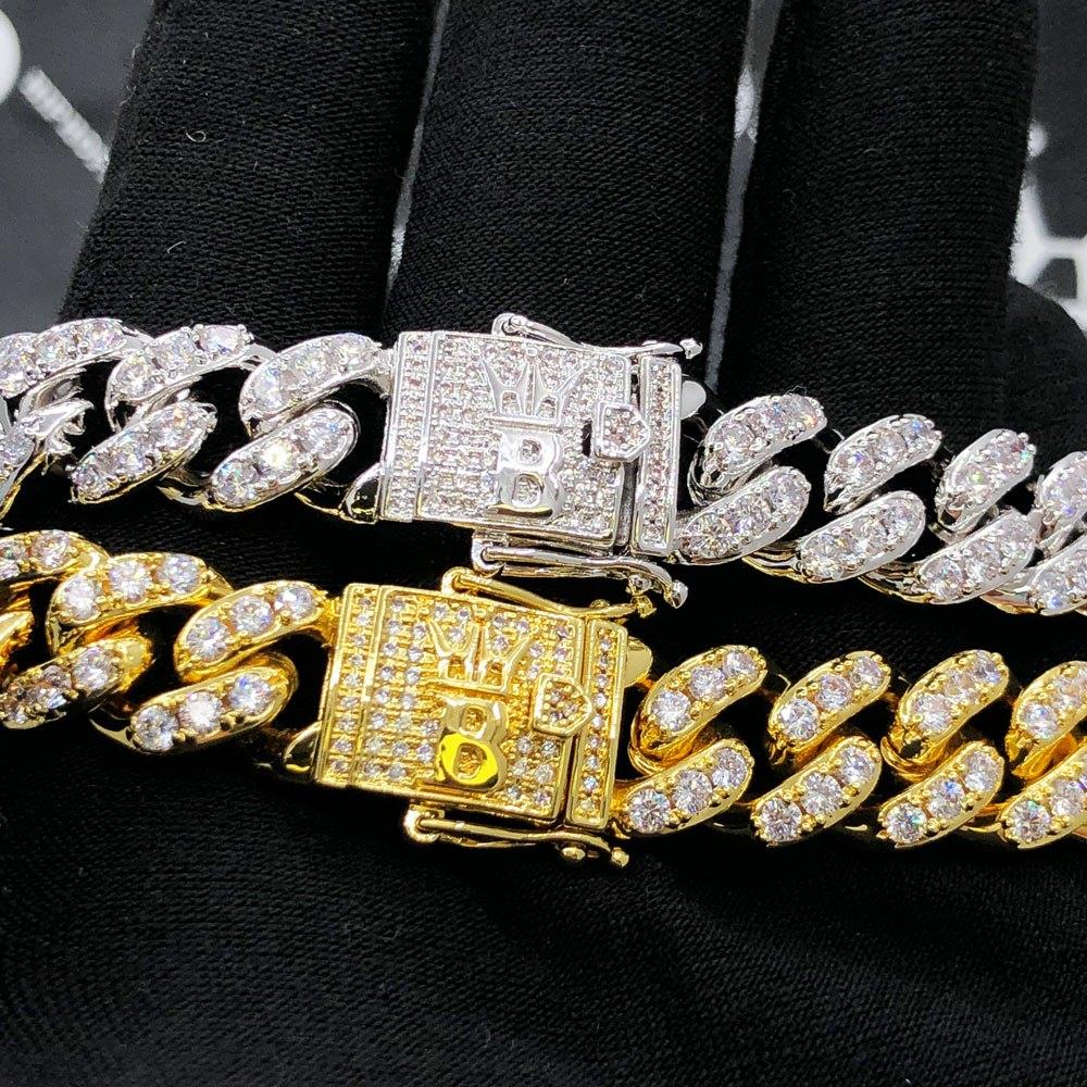 Tennis Cuban Link Hip Hop Bling Bling Bracelet 13MM Yellow Gold 8" HipHopBling