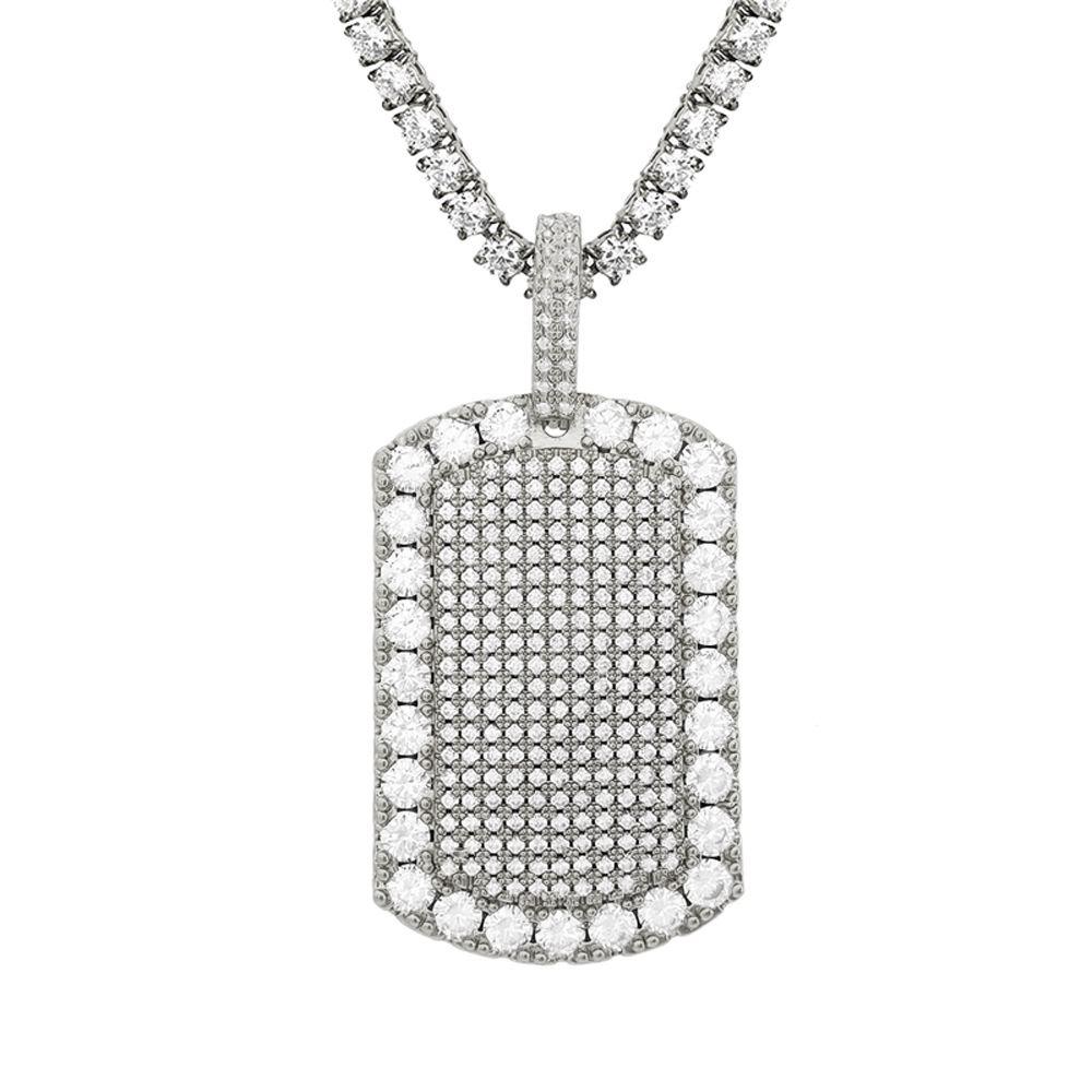 Tennis Dog Tag Hip Hop Bling Bling Pendant White Gold HipHopBling