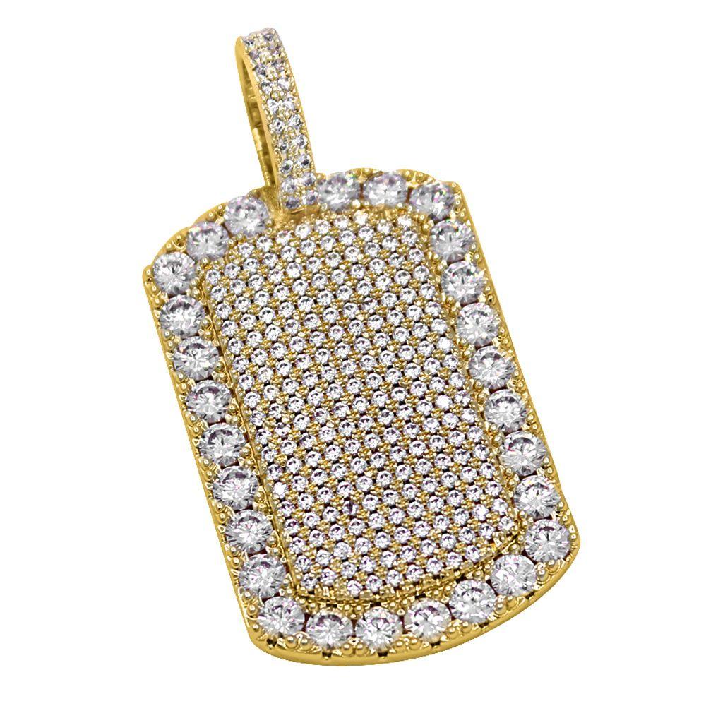 Tennis Dog Tag Hip Hop Bling Bling Pendant Yellow Gold HipHopBling