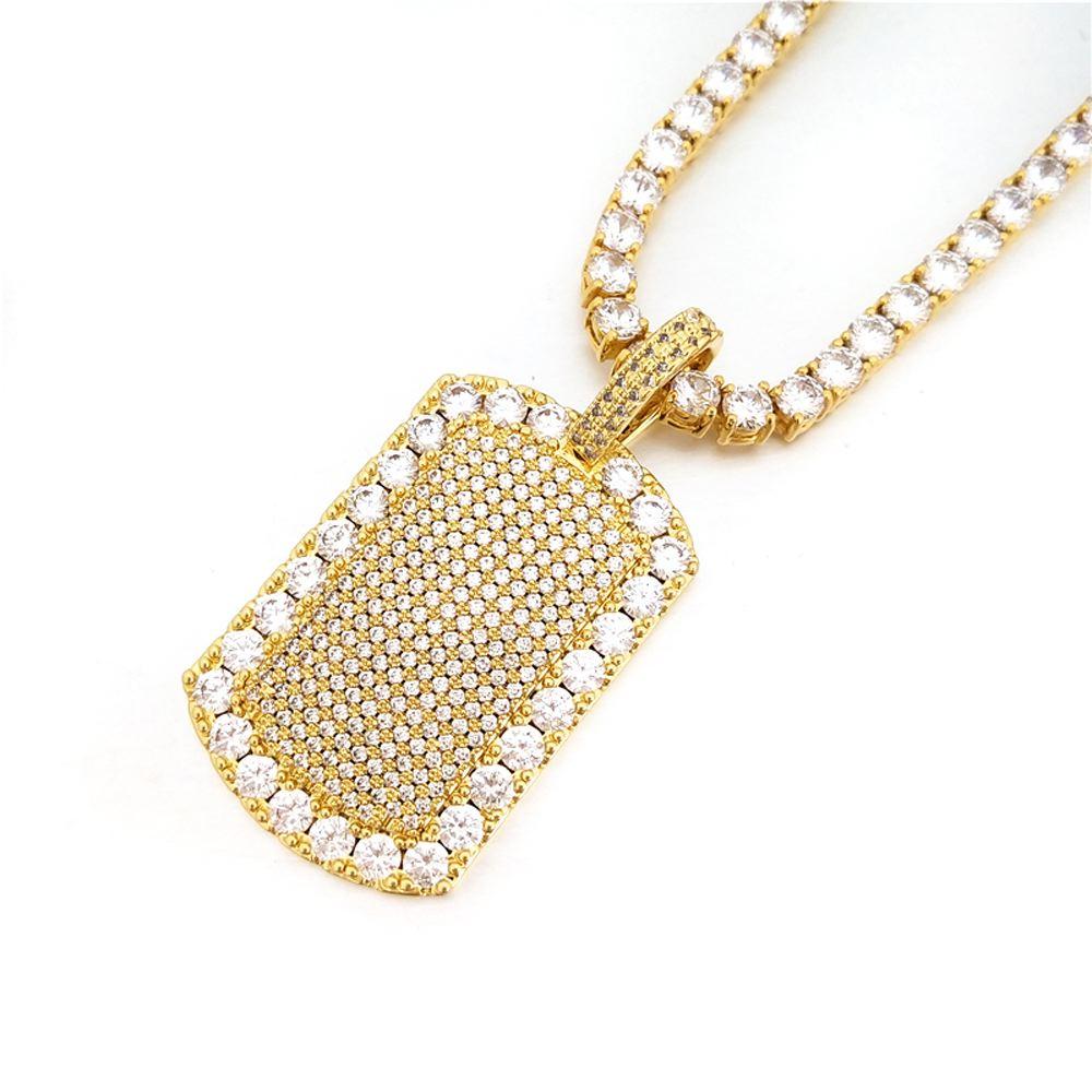 Tennis Dog Tag Hip Hop Bling Bling Pendant Yellow Gold HipHopBling