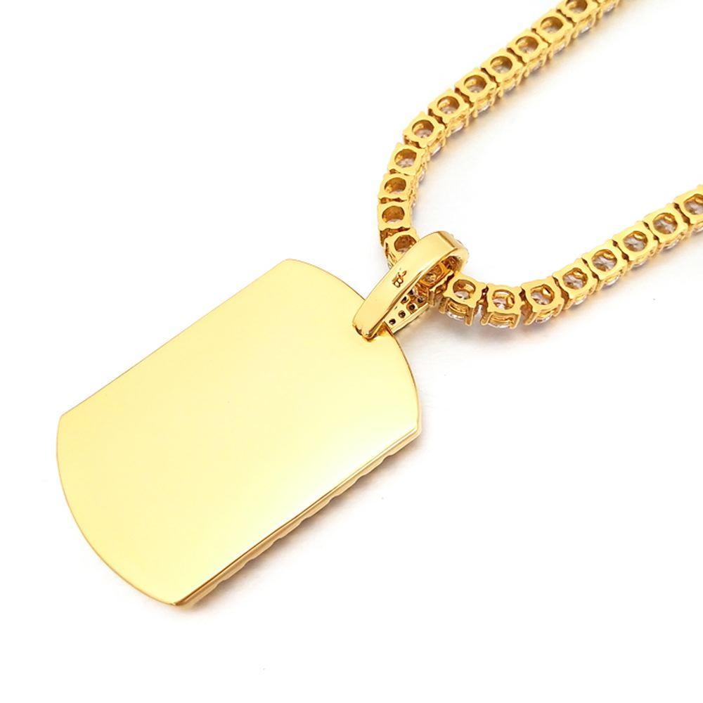 Tennis Dog Tag Hip Hop Bling Bling Pendant Yellow Gold HipHopBling