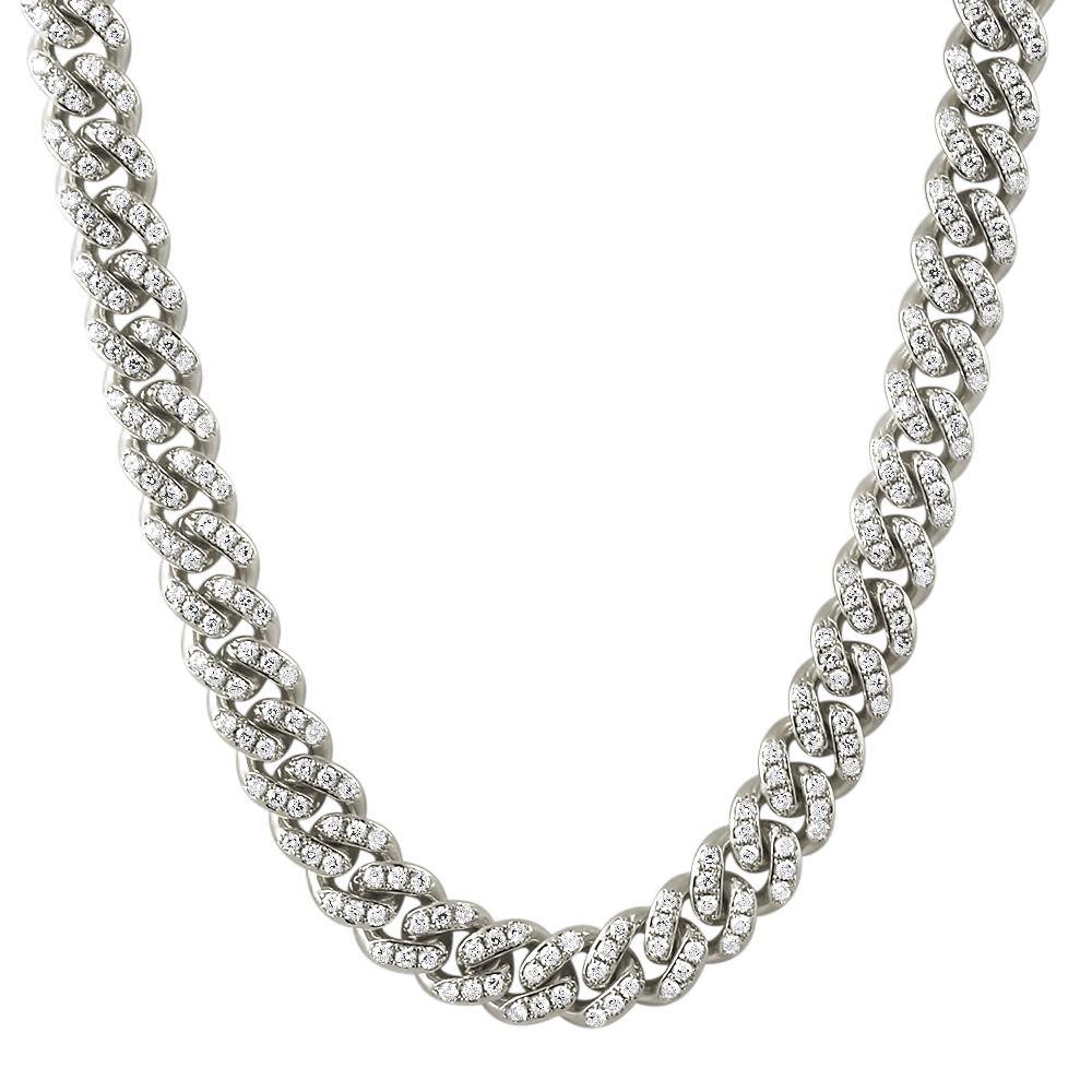 Tennis Miami Cuban CZ Bling Bling Chain White Gold 16" HipHopBling