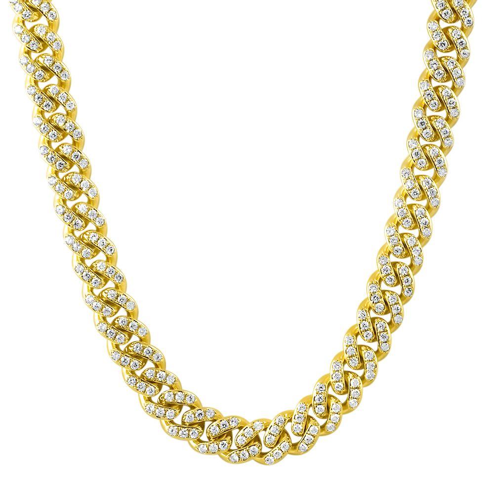 Tennis Miami Cuban CZ Bling Bling Chain Yellow Gold 16" HipHopBling