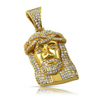 The Classic Mini Jesus Piece Pendant in White / Yellow Gold Yellow Gold HipHopBling