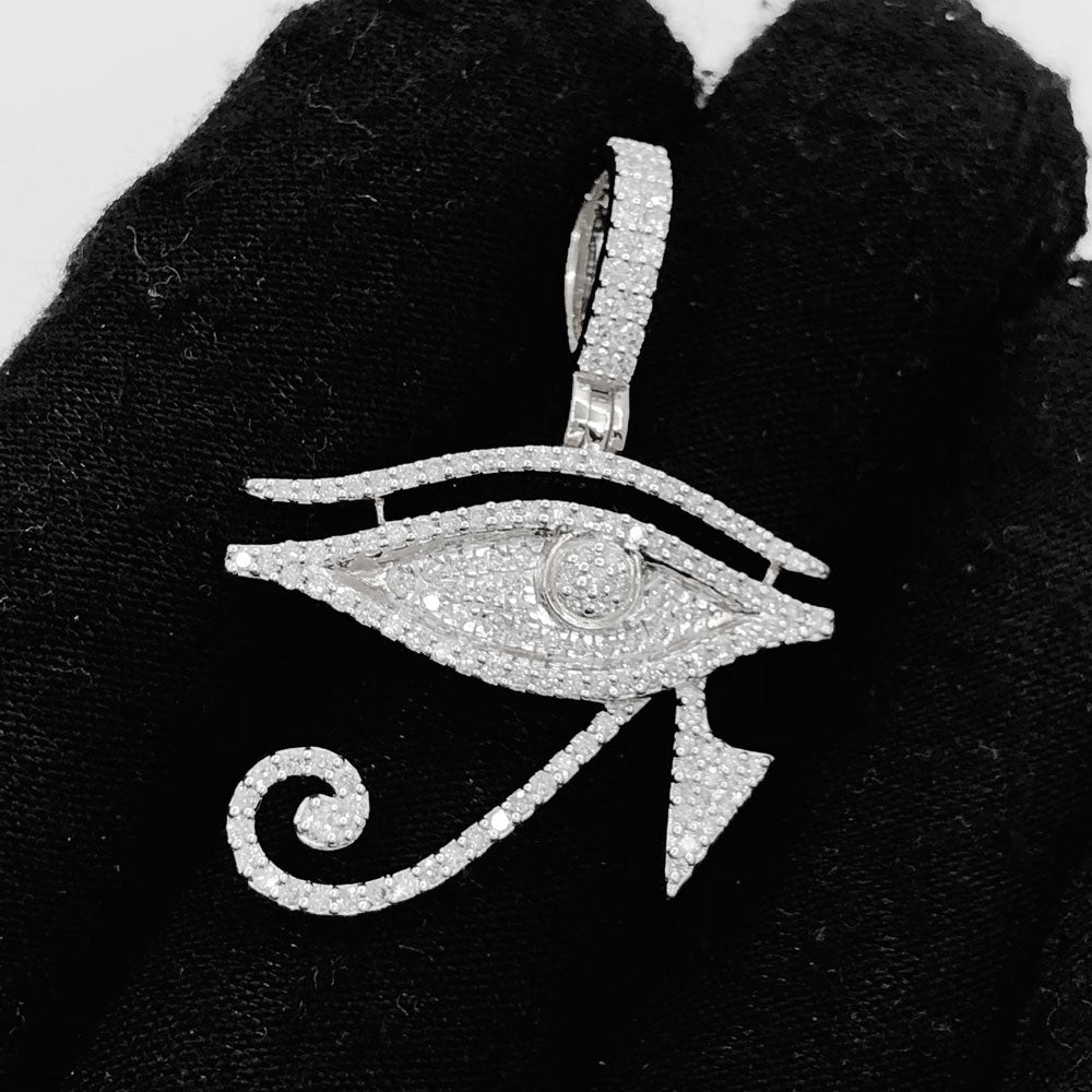 The Eye of Ra Diamond Pendant .90cttw 10K White Gold HipHopBling