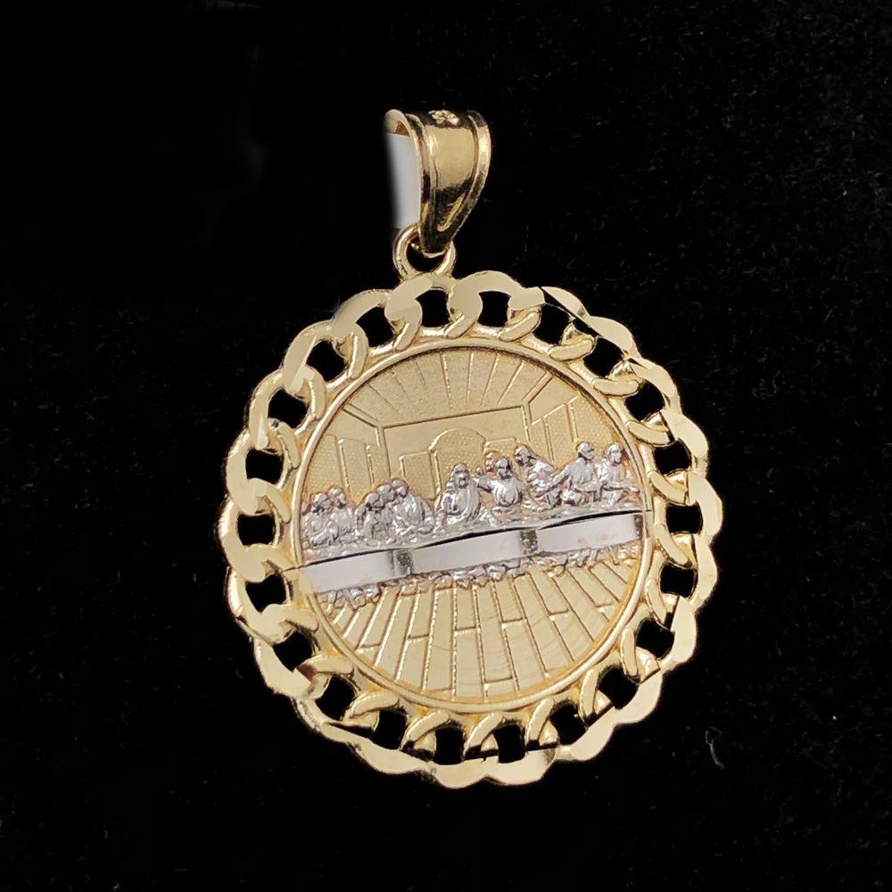 The Last Supper Cuban Link Circle DC 10K Yellow Gold Pendant HipHopBling