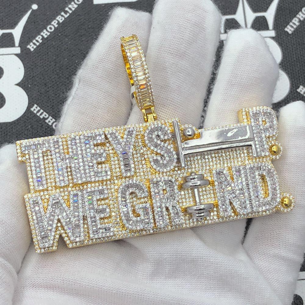 They Sleep We Grind CZ Hip Hop Bling Iced Out Pendant HipHopBling