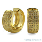 Thick 4 Row Hoops Lemonade CZ Huggie Earrings HipHopBling