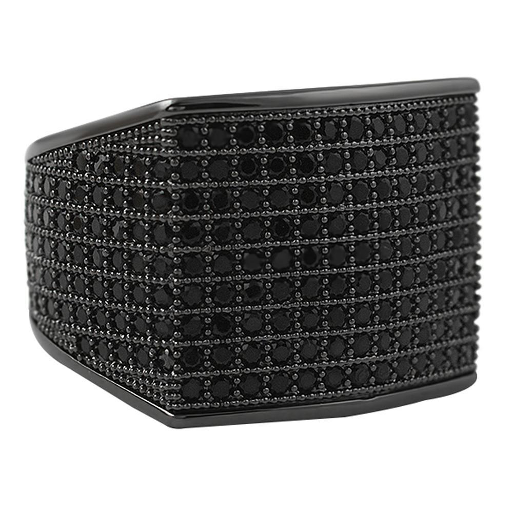 Thick Block Black CZ Bling Bling Ring 7 HipHopBling