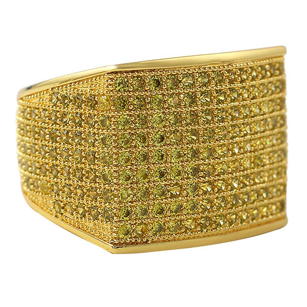 Thick Block Lemonade CZ Bling Bling Ring 7 HipHopBling