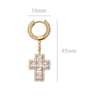 Thick Princess Cross Dangling Huggie Hoop Icedout Earrings .925 Silver White Gold HipHopBling