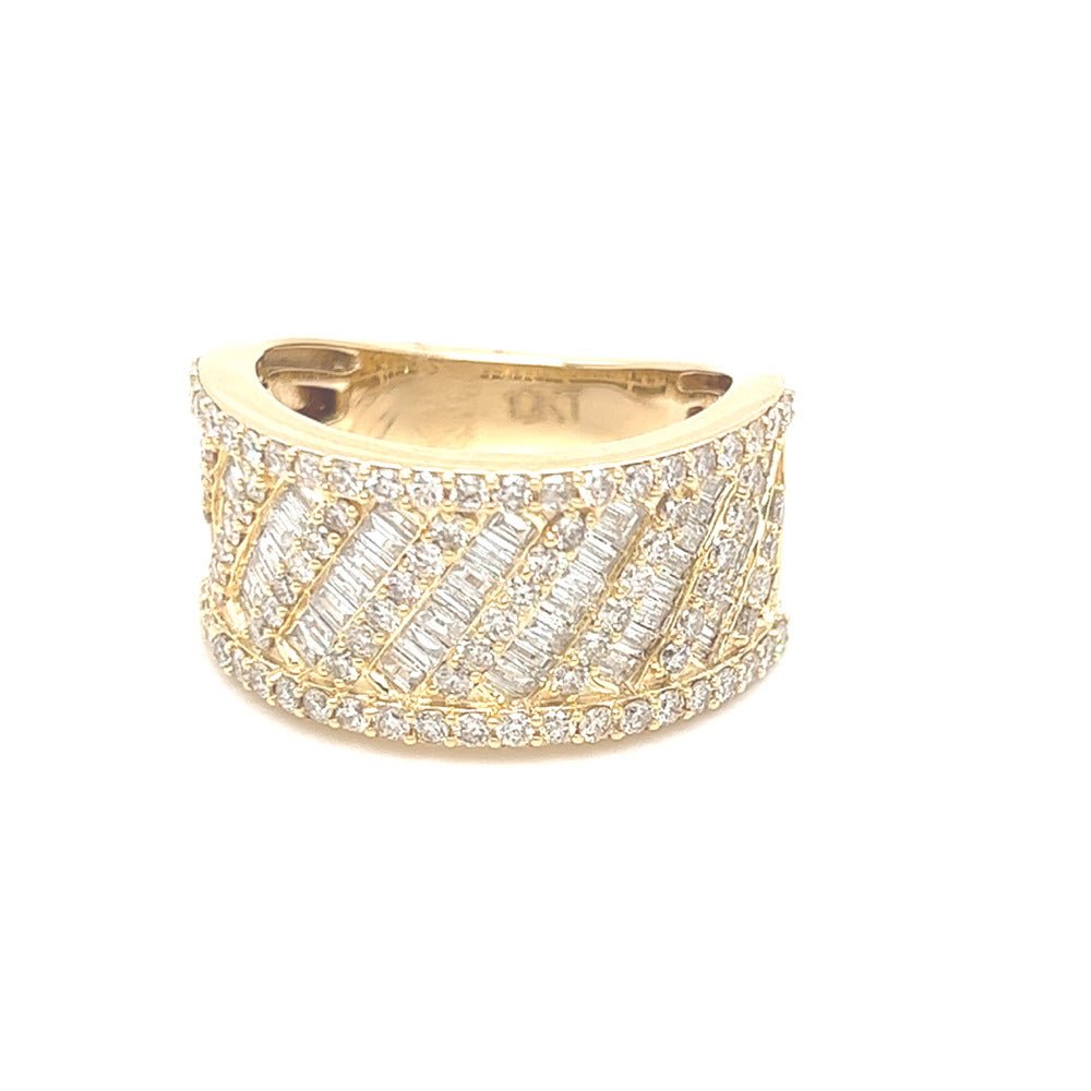 Thick Spiral Baguette Diamond Ring 2.75cttw 10K Gold 10K Yellow Gold HipHopBling