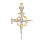 Thorn Cross VVS Moissanite Pendant .60cttw .925 Sterling Silver Yellow Gold HipHopBling