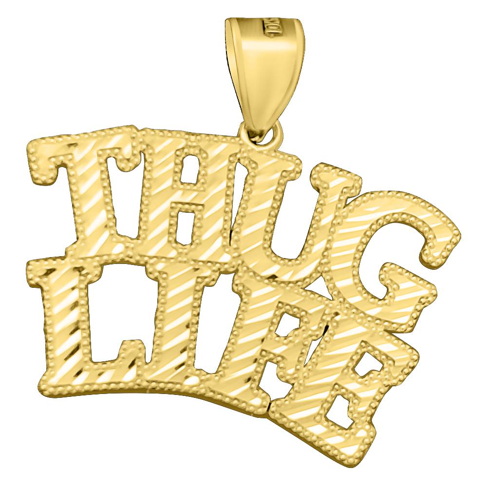 Thug Life DC 10K Yellow Gold Pendant HipHopBling