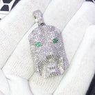 Tiger 3D Dog Tag VVS CZ Hip Hop Iced Out Pendant White Gold HipHopBling