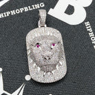 Tiger Dog Tag CZ Hip Hop Bling Bling Pendant White Gold HipHopBling