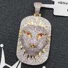 Tiger Dog Tag CZ Hip Hop Bling Bling Pendant Yellow Gold HipHopBling
