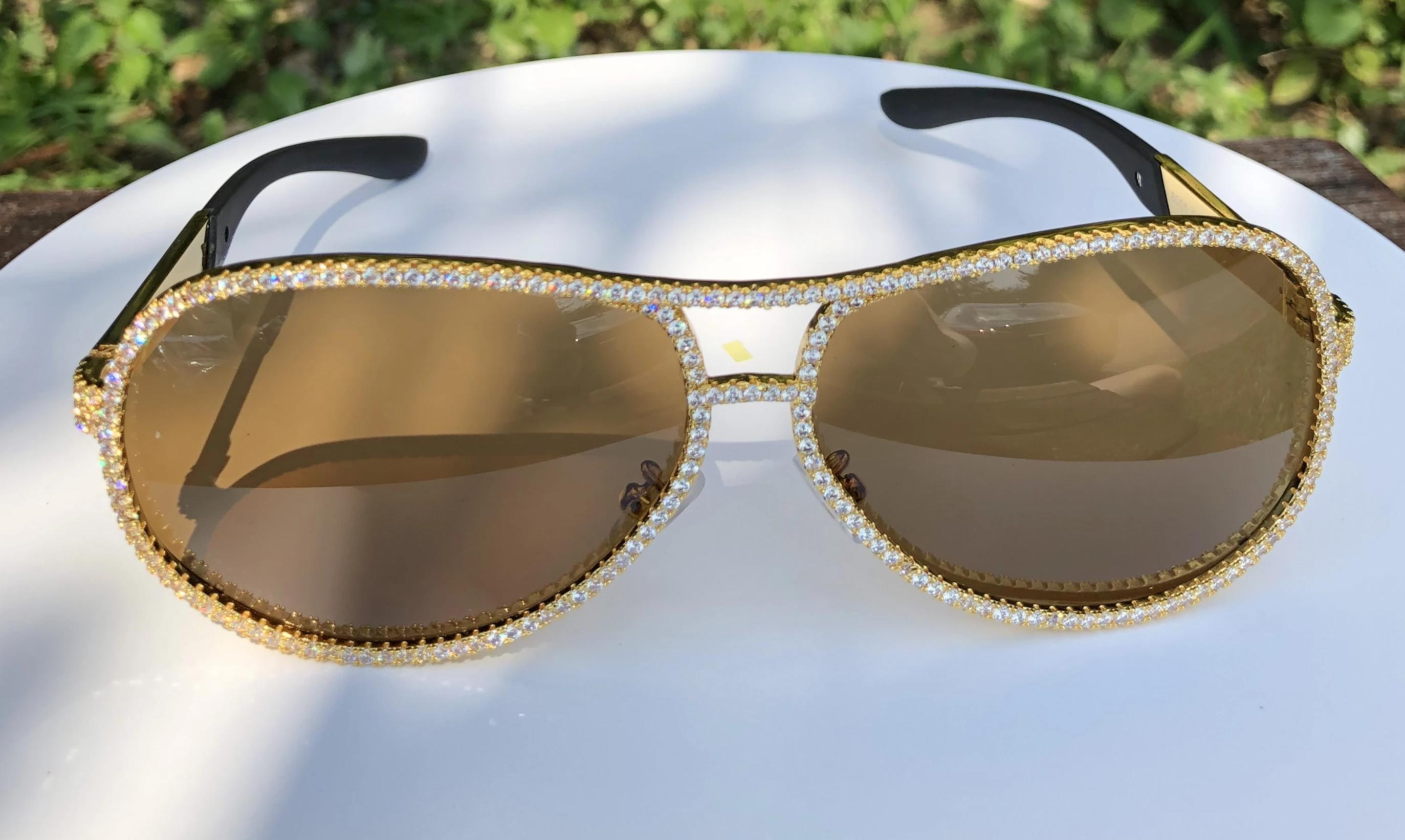 Tinted Pilot Bling Bling Sunglasses CZ Iced Out HipHopBling