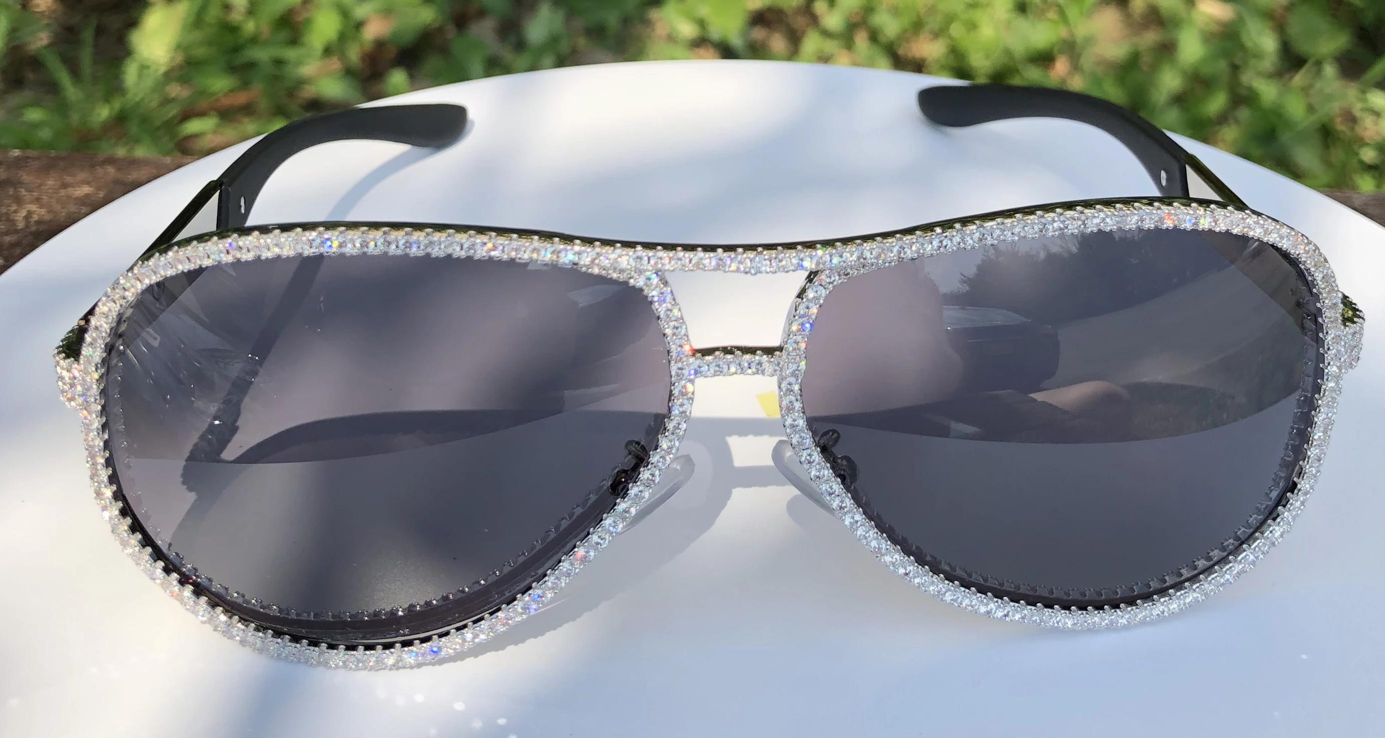 Tinted Pilot Bling Bling Sunglasses CZ Iced Out HipHopBling