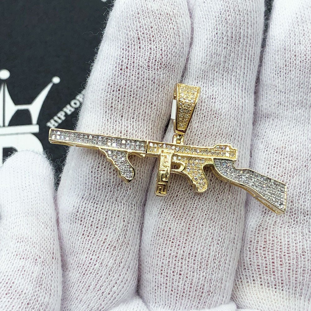 Tommy Gun Diamond Pendant .42cttw 10K Yellow Gold HipHopBling