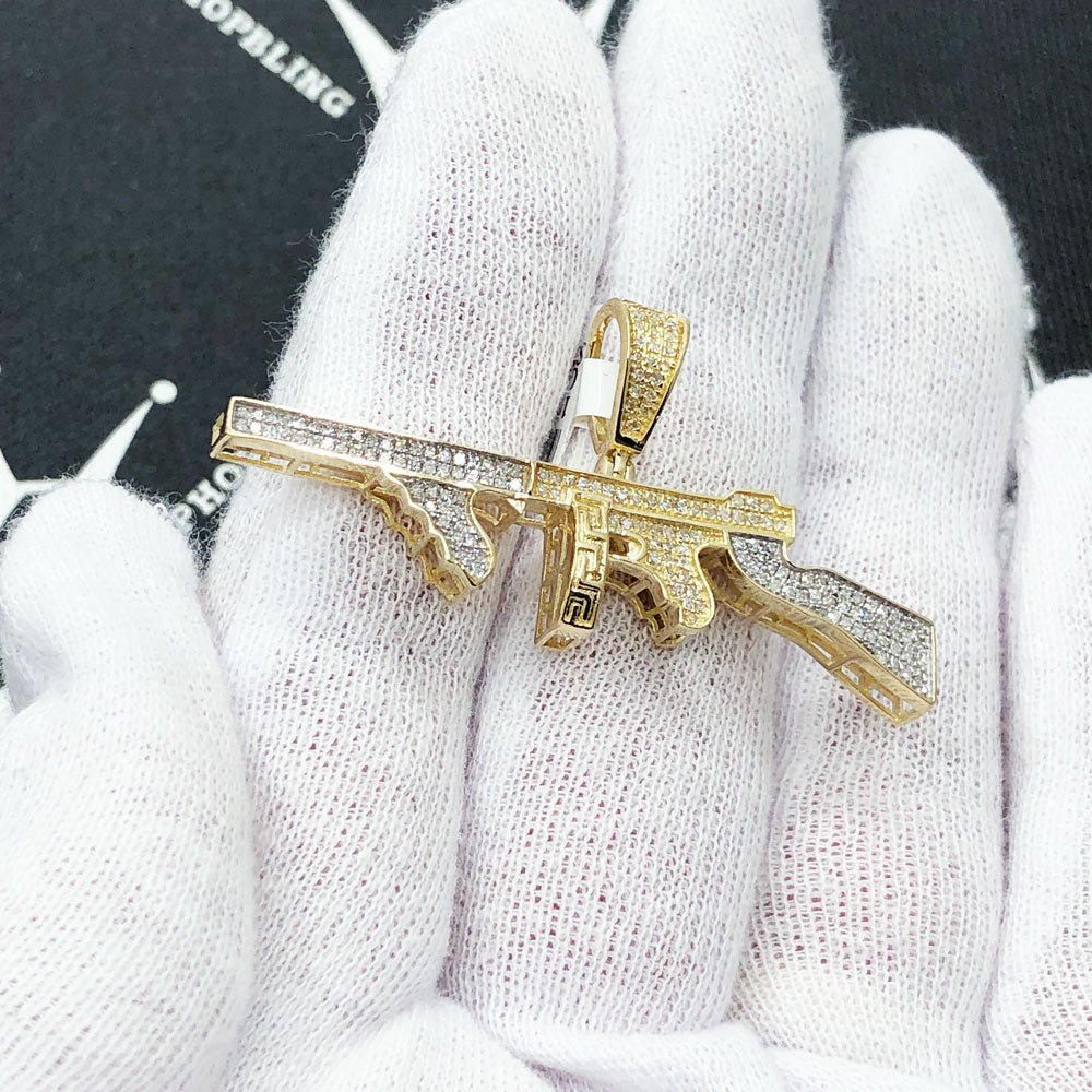 Tommy Gun Diamond Pendant .42cttw 10K Yellow Gold HipHopBling