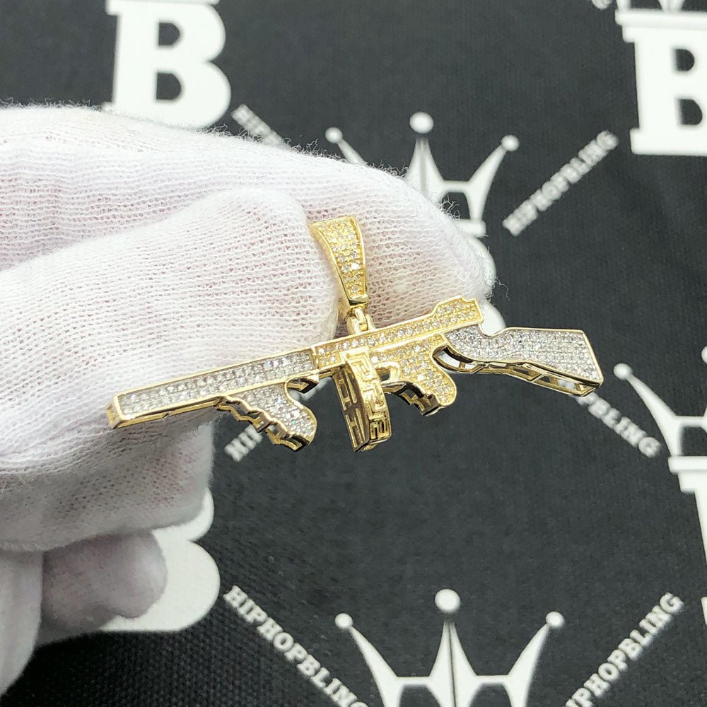 Tommy Gun Diamond Pendant .42cttw 10K Yellow Gold HipHopBling