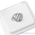 Tooth Grillz Diagonal Bling 2 Row Cap Silver HipHopBling