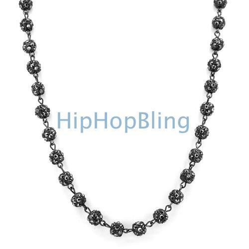 Totally Iced Out Bead Chain Black HipHopBling