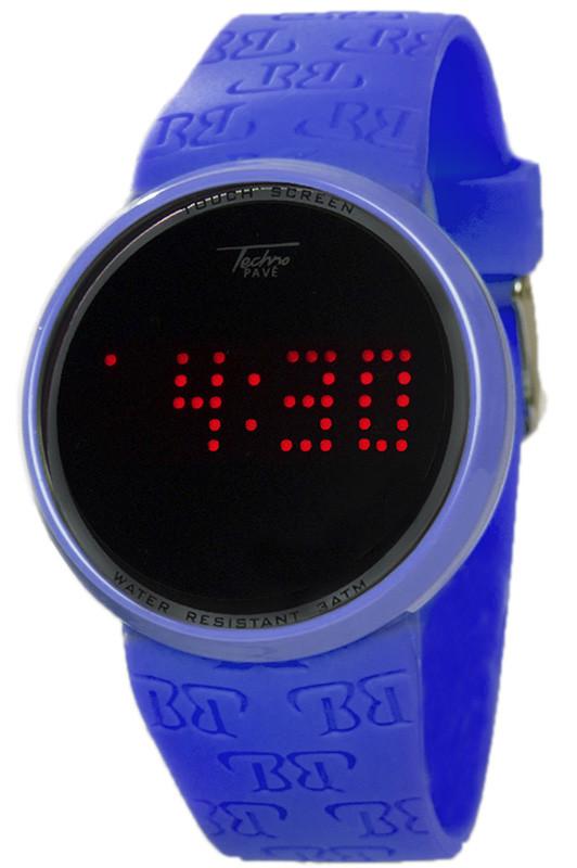 Touch Screen Digital Watch in Blue Techno pave HipHopBling