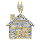 Trap House Baguette CZ Iced Out Pendant Yellow Gold HipHopBling